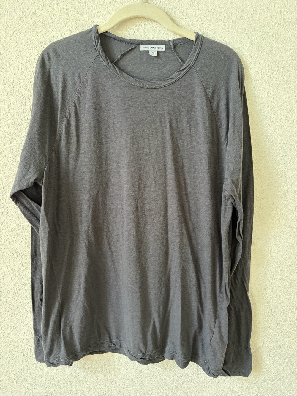 James Perse Long Sleeve Crew Neck Gray Size 1 Small Minimalist Cotton Casual